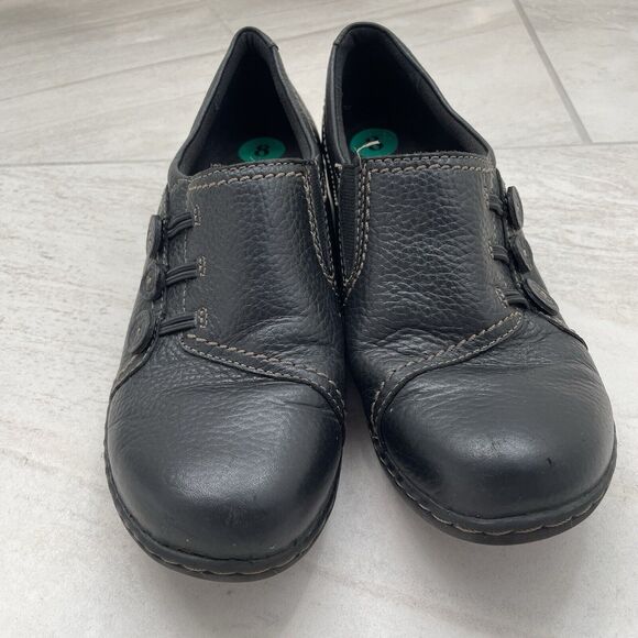 Clarks Ashland Effie Black Leather Slip On Loafer - Picture 2 of 7